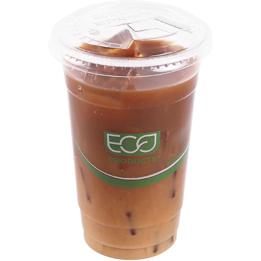 Eco-Products GreenStripe Compostable Plastic Cup Sip Lids, Case of 1000, Fits 9oz & 12-24oz Cups, Made From PLA Renewable Plant Based Plastic, Clear For Visibility : Health & Household