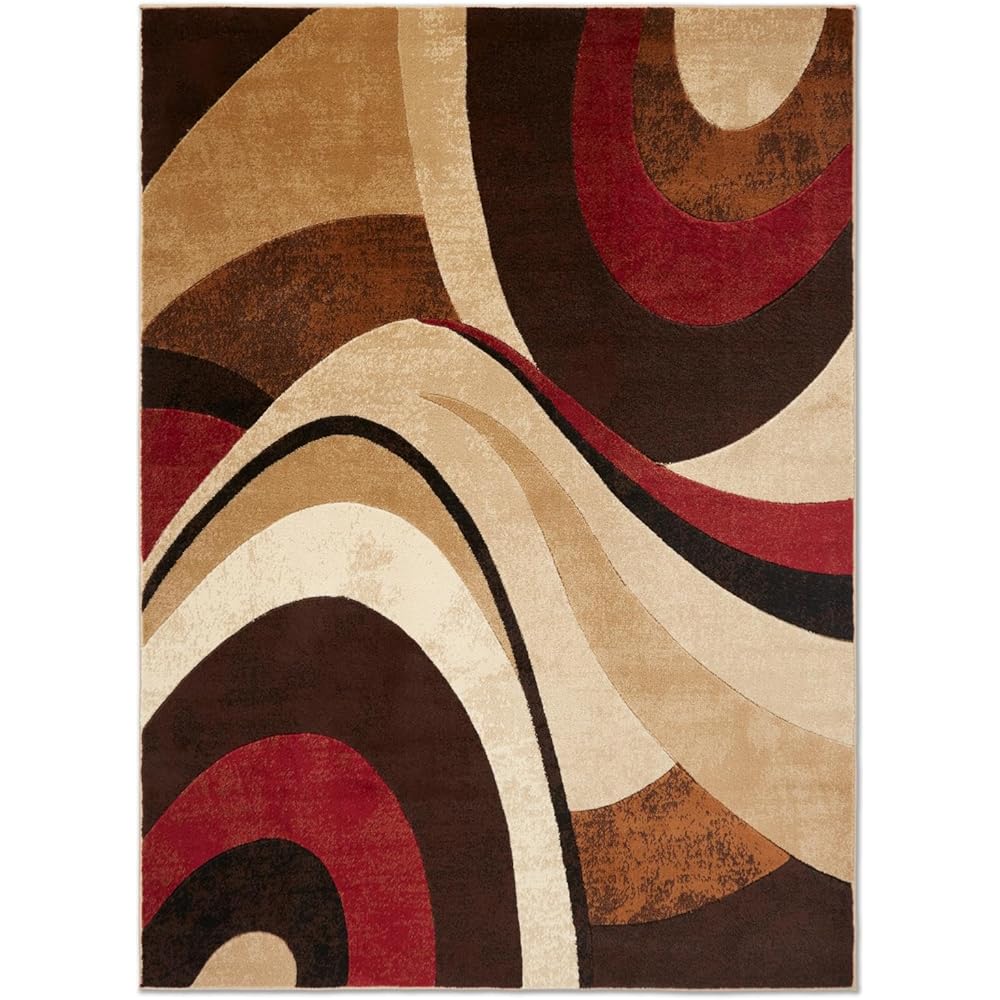 Home Dynamix Tribeca Slade Modern Area Rug, Abstract Brown/Red 7'10