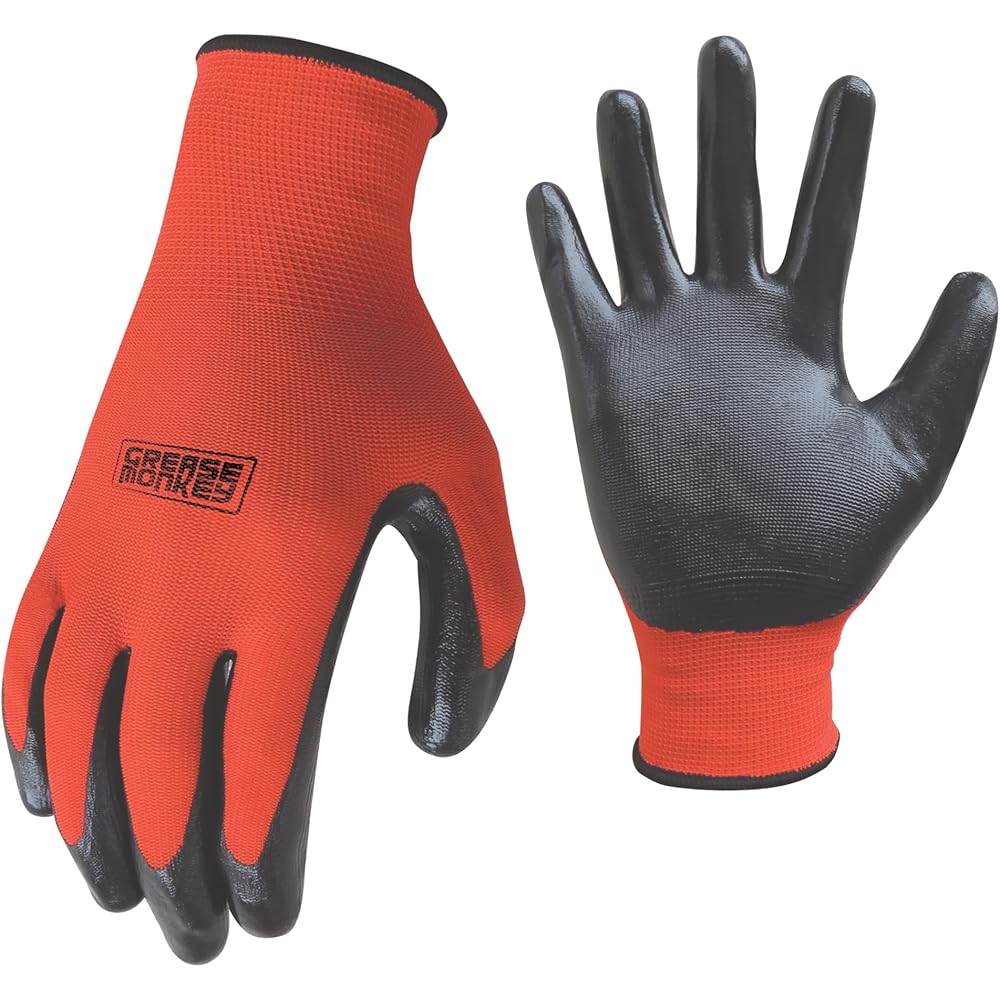 Grease Monkey General Purpose Nitrile Coated Work Gloves, Large, 180 Pack : Health & Household