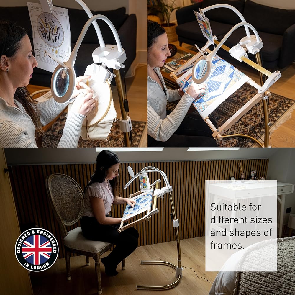 Daylight Company Stitchsmart Stand, Adjustable Embroidery Hoop Stand, Rotated Cross Stitch Stand, Hoop Holder, Hands Free Needlework Stand for Art Craft Sewing Projects,White : Musical Instruments