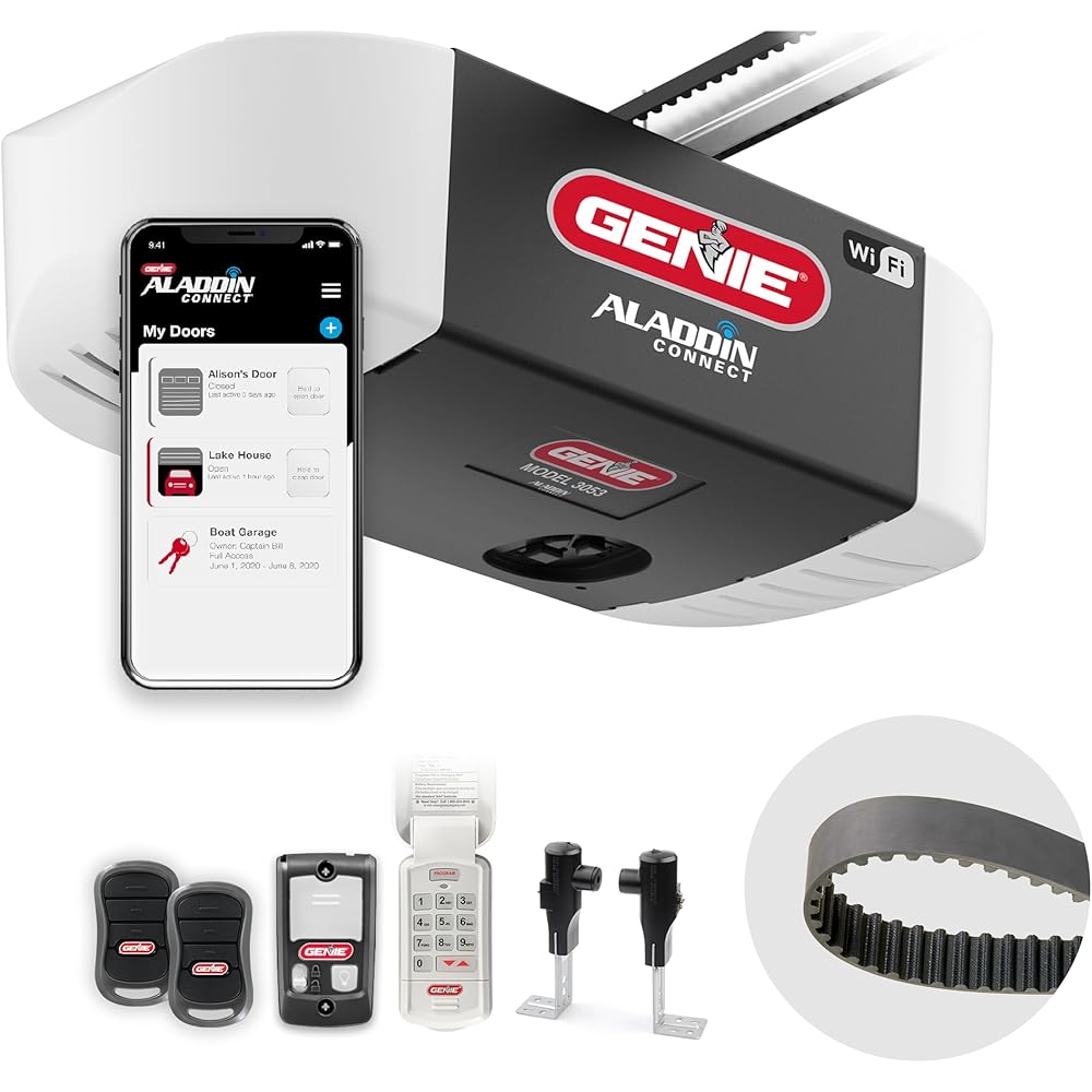 Genie QuietLift Connect – WiFi Smart Garage Door Opener with Added Wireless Keypad, ¾ HPC Smart Belt Drive – Compatible with Alexa and Google Assistant, Model 3053-TKV -