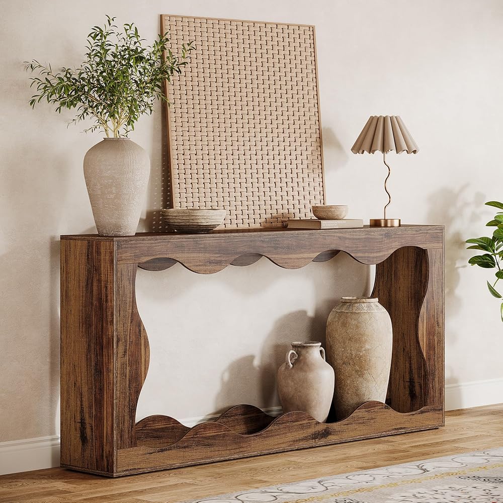 Tribesigns 63 Inches Farmhouse Console Table with Storage, Couch Table Behind Sofa, Long Entryway Sofa Station, Narrow Console Stand, Hallway Stand for Entryway Living Room, Brown : Home & Kitchen