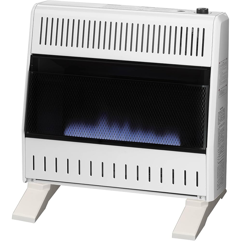 ProCom ML300TBA-B Ventless Propane Gas Blue Flame Space Heater with Thermostat Control for Home and Office Use, 30000 BTU, Heats Up to 1400 Sq. Ft., Includes Wall Mount and Base Feet, White : Home & Kitchen