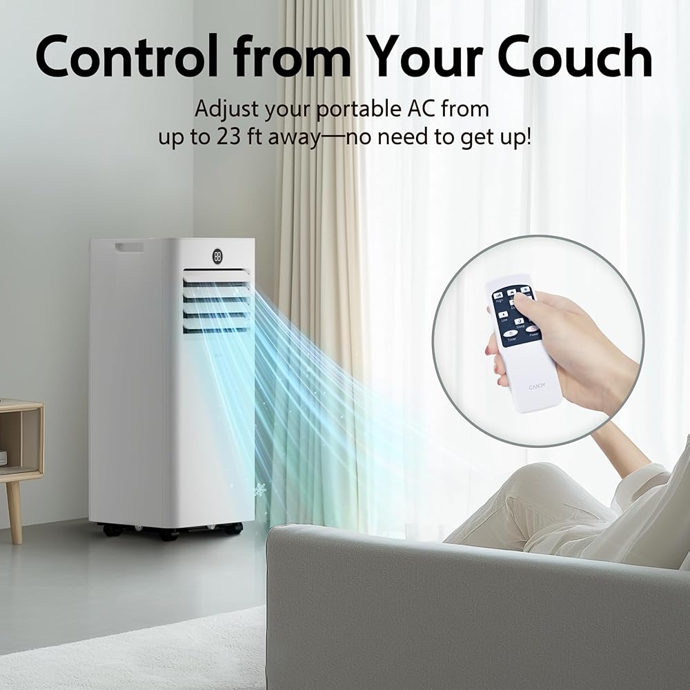 10,000 BTU Portable Air Conditioner for Rooms up to 450 Sq.Ft, 4-in-1 Cooling/Dry/Fan/Sleep Mode, Remote Control, High Low Speed, Window Kit Included, White : Home & Kitchen