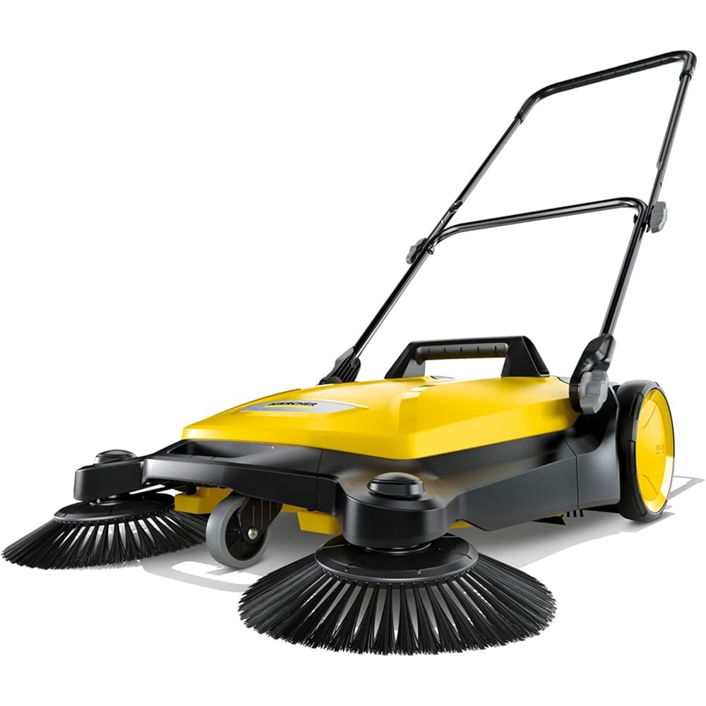 : Kärcher Walk Behind Outdoor Push Sweeper S 4 Twin for Workshops, Warehouses or Garages - 5X Faster Than a Push Broom, 5.25 Gallon Capacity, 26.8