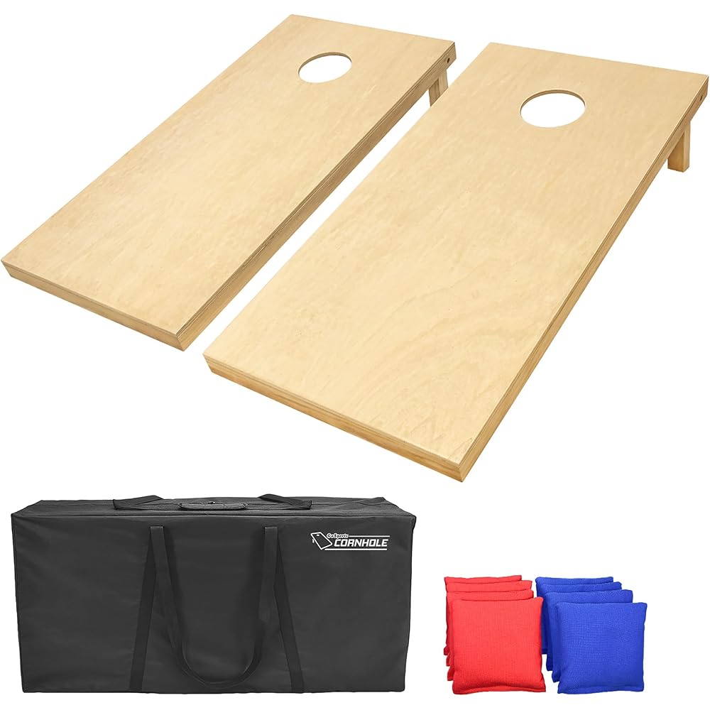 : GoSports Solid Wood Premium Cornhole Set - Choose Between 4 ft x 2 ft or 3 ft x 2 ft Game Boards, Includes Set of 8 Corn Hole Toss Bags : Sports & Outdoors