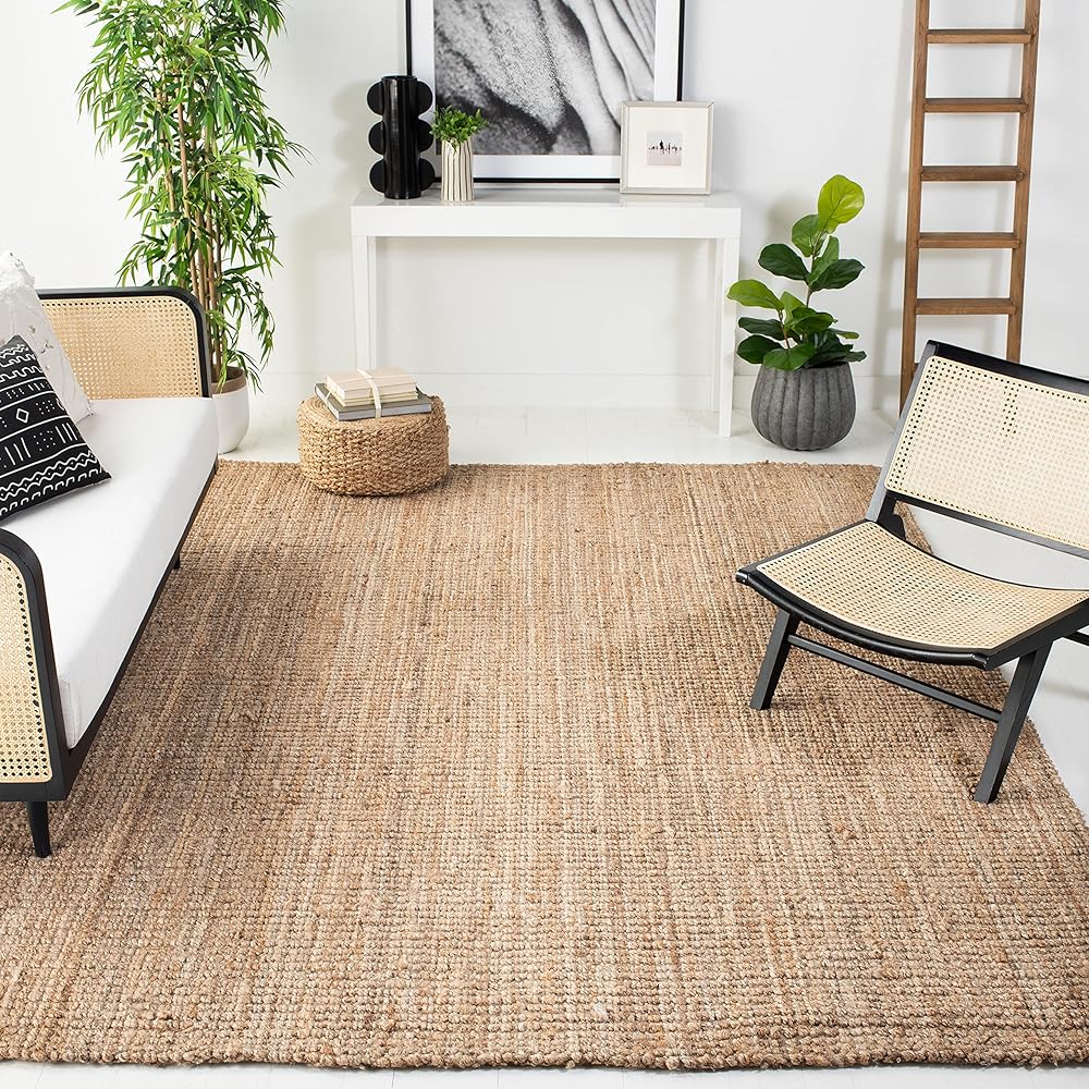 SAFAVIEH Natural Fiber Collection Area Rug - 8' x 10', Natural, Handmade Farmhouse Jute, Ideal for High Traffic Areas in Living Room, Bedroom (NF747A) : Home & Kitchen