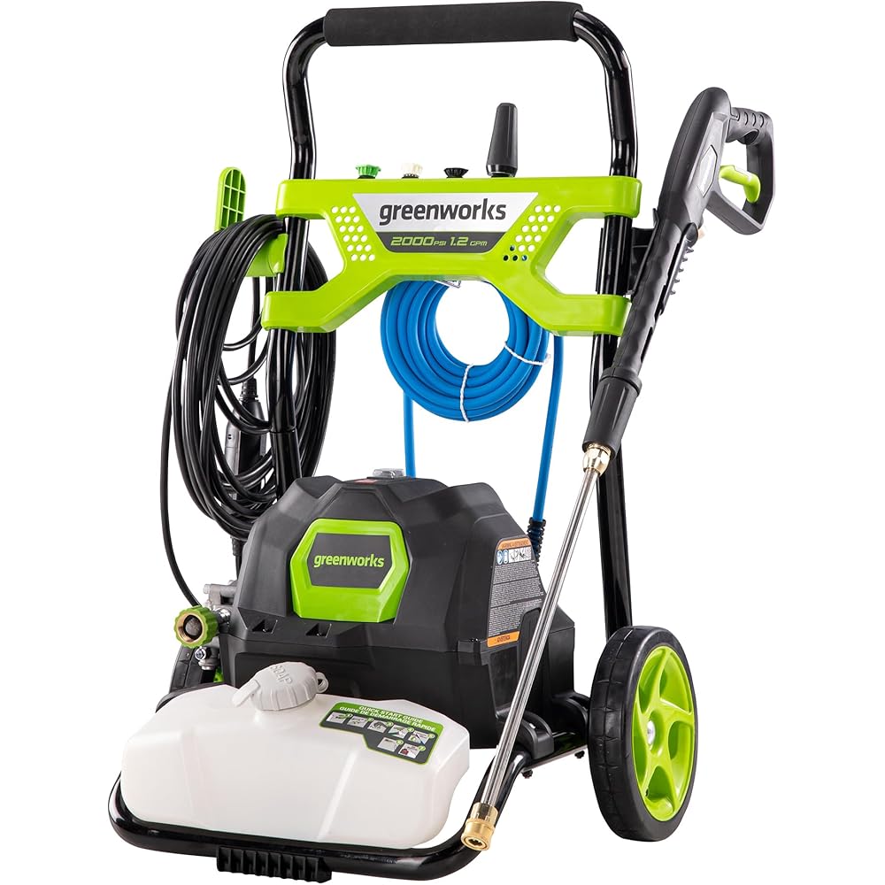 : Greenworks 2000 PSI 1.2 GPM Pressure Washer (Open Frame GPW2003) GPW2003 : Patio, Lawn & Garden