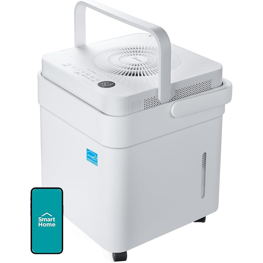 - Midea Cube 35 Pint Dehumidifier for Basement and Rooms at Home for up to 3,500 Sq. Ft., Smart Control, Compatible with Alexa (White), Drain Hose Included, ENERGY STAR Most Efficient 2023