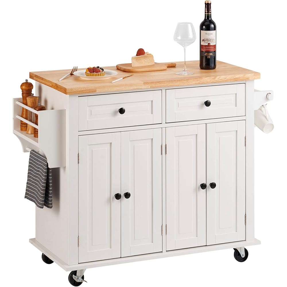 VEVOR Kitchen Island Cart with Solid Wood Top, 35.4