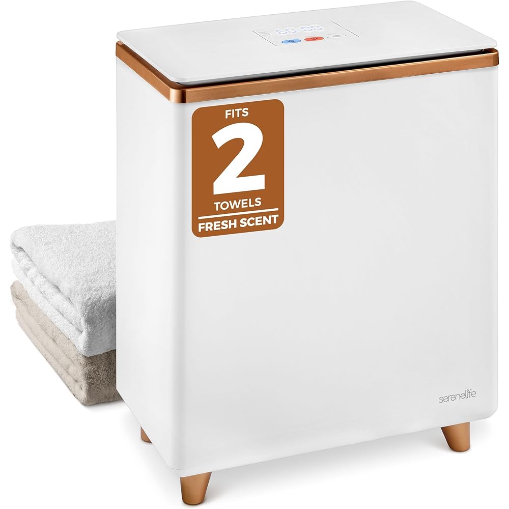 SereneLife Luxury Rectangle Towel Warmer - Spa & Bathroom Heater with Custom Fragrance, Auto Shut-Off, Fits 2 large Towels, Blankets, Bathrobes, PJ's - Perfect Gift for Him & Her (Rose Gold) : Home & Kitchen