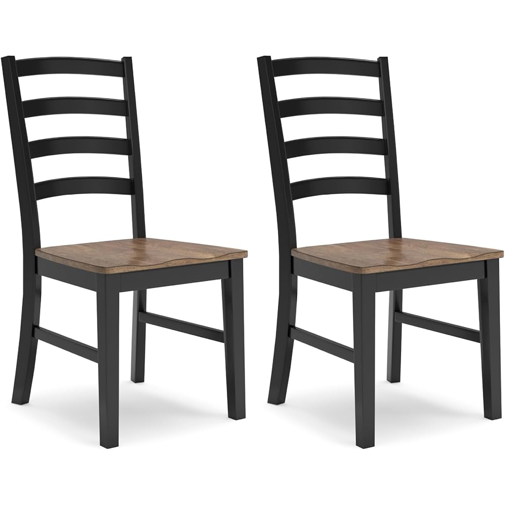- Signature Design by Ashley Wildenauer Rustic Armless Dining Chair, Set of 2, Black & Light Brown - Chairs