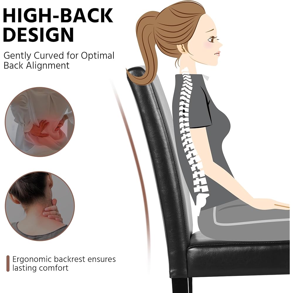 - Yaheetech Dining Chairs Set of 4 PU Leather Upholstered Parsons Dining Chairs with Solid Wood Legs for Kitchen/Living Room/Restaurant, Modern Style, Black - Chairs