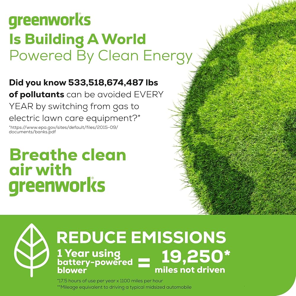 Greenworks 40V Leaf Blower/Sweeper, 150 MPH, Lightweight, Quiet, with 2.0 Ah Battery and Charger, Perfect for Residential Lawn Care, Leaf Blowing Debris, Dust, Light Snow, and More