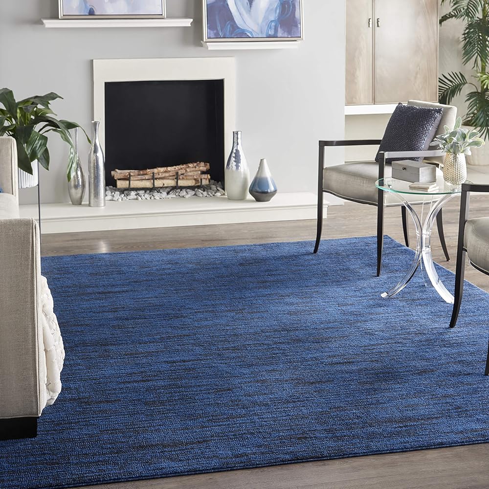 Nourison Essentials Indoor/Outdoor Midnight Blue 8' x 10' Area Rug, Easy Cleaning, Non Shedding, Bed Room, Living Room, Dining Room, Backyard, Deck, Patio (8x10) : Home & Kitchen