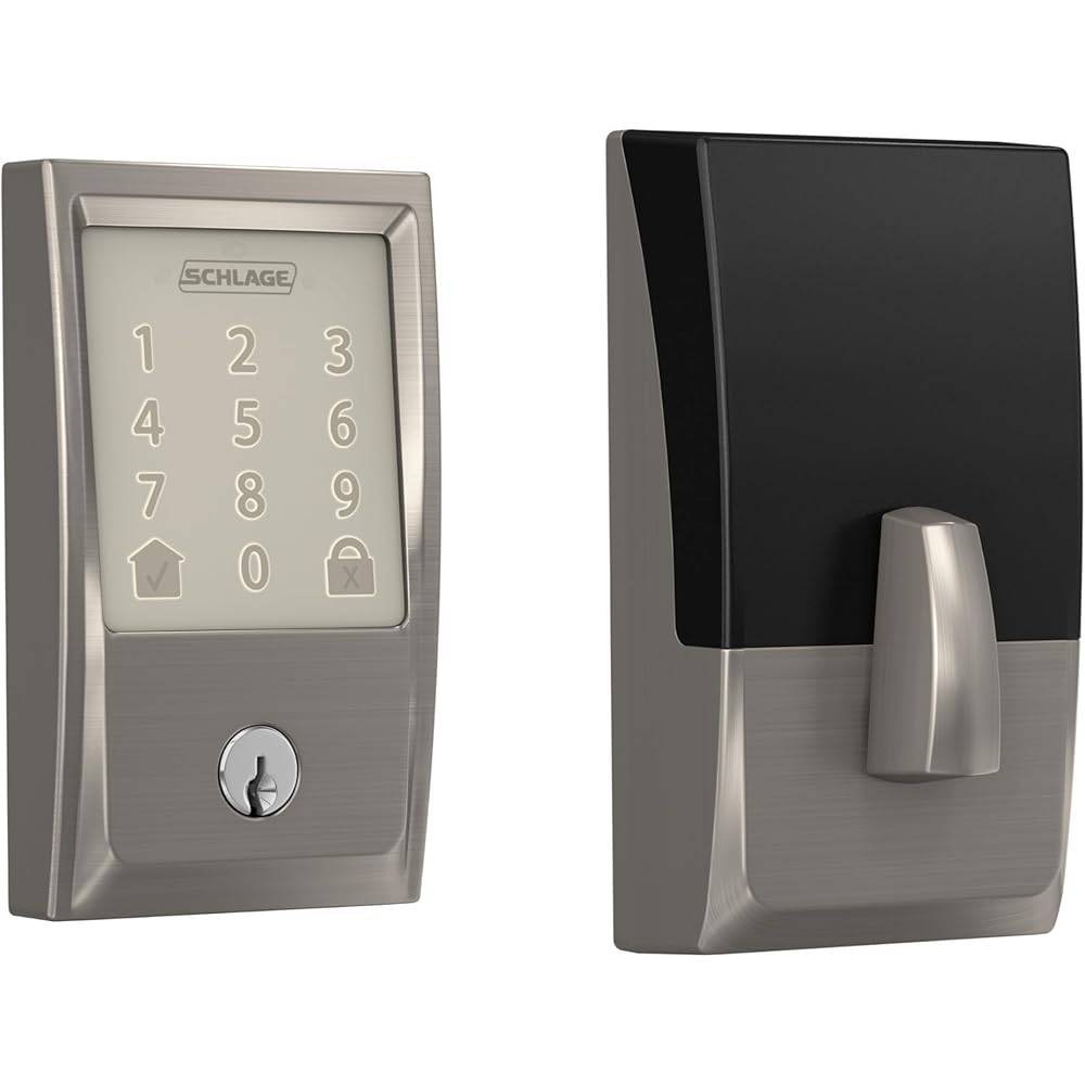 Schlage Encode Smart WiFi Deadbolt Lock for Front Door - Keyless Entry with App or Touchscreen - Works with Alexa, Hey Google, & Airbnb - Create Codes for Guests - Satin Nickel Silver