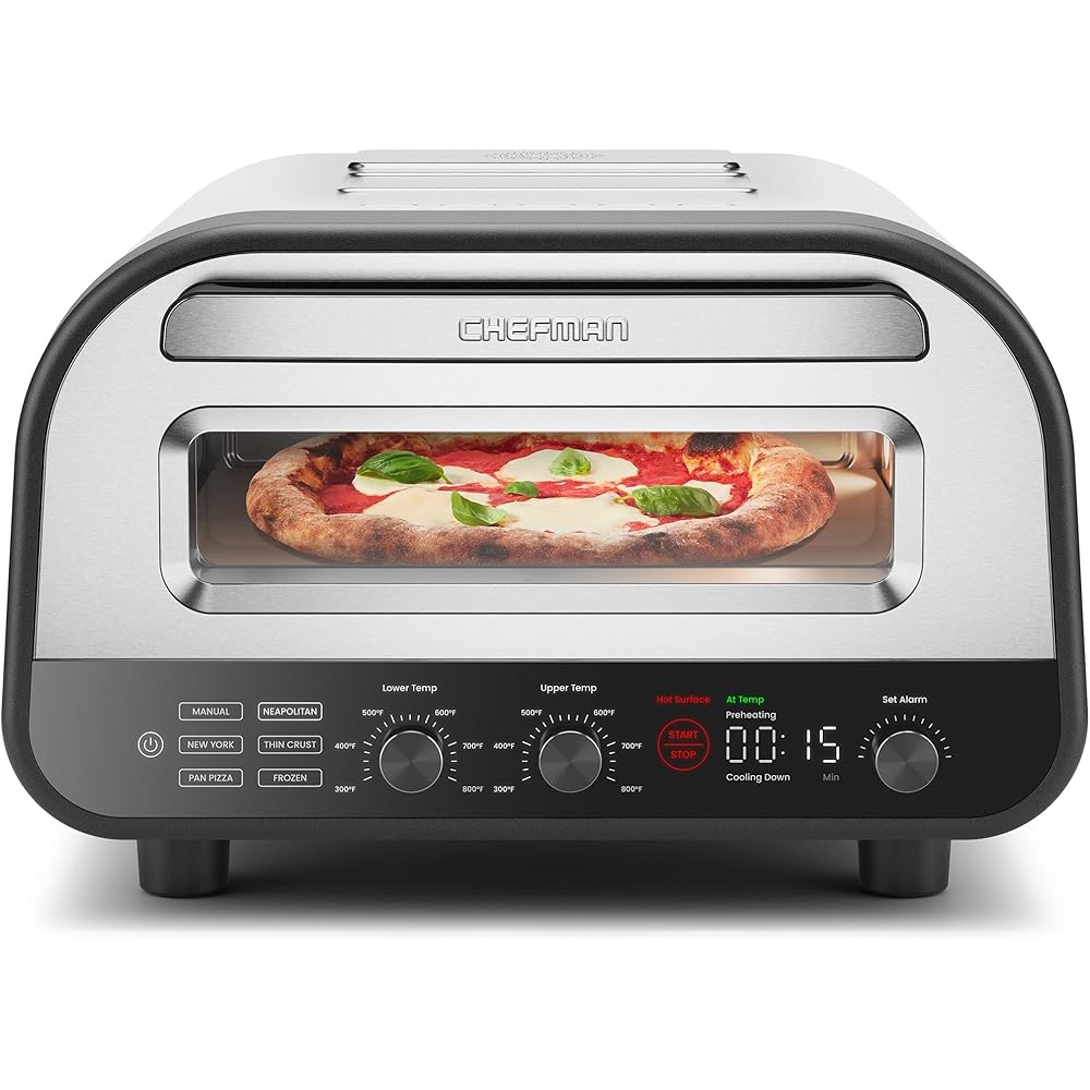 CHEFMAN Indoor Pizza Oven - Makes 12 Inch Pizzas in Minutes, Heats up to 800掳F - Countertop Electric Pizza Maker with 5 Touchscreen Presets, Pizza Stone and Peel Included - Stainless Steel : Home & Kitchen