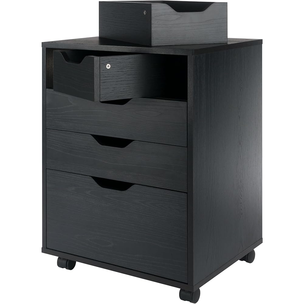 Winsome Halifax Bins & Drawers Mobile Cabinet, for Home Office, Black : Home & Kitchen