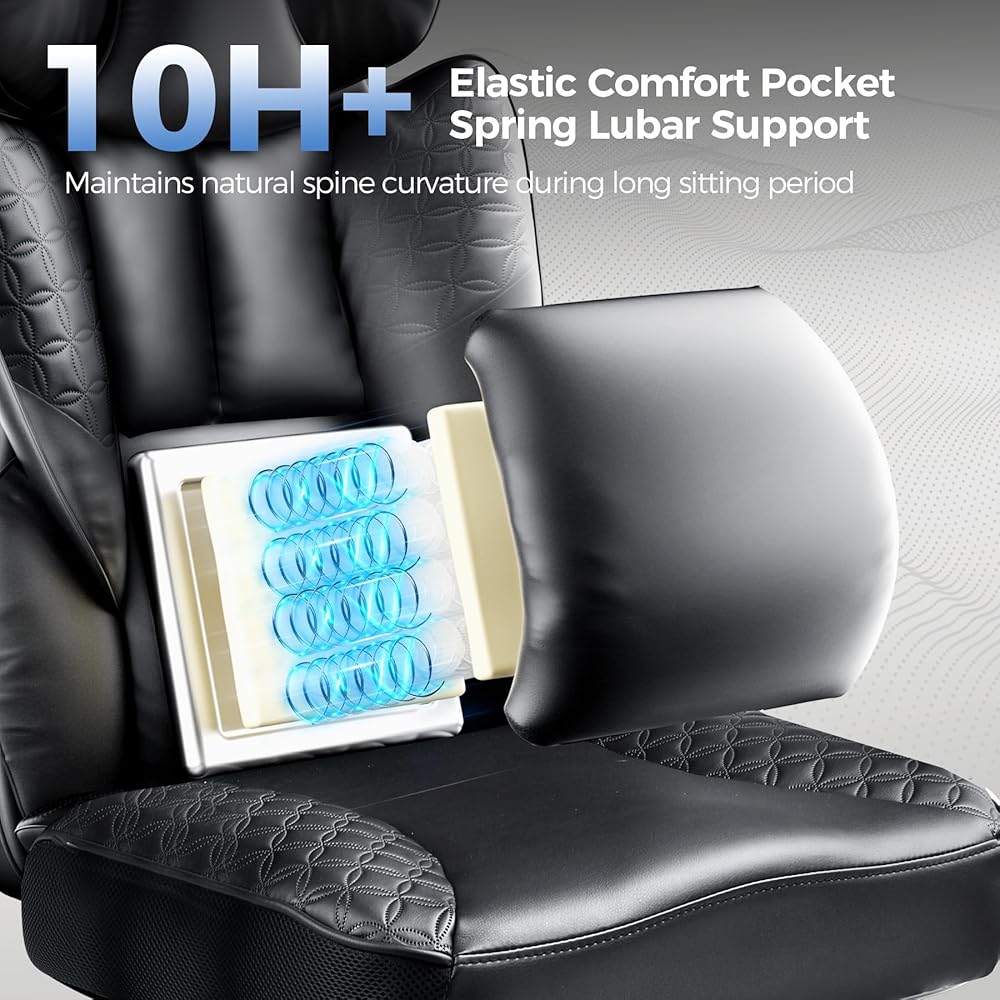 GTRACING Big and Tall Gaming Chair 400lbs Heavy Duty Office Chair with Foot Rest & Ergonomic Pocket Spring Lumbar Support, High Back 3D Saddle Shaped Cushion for Back Pain Relief, Matte-Black : Home & Kitchen