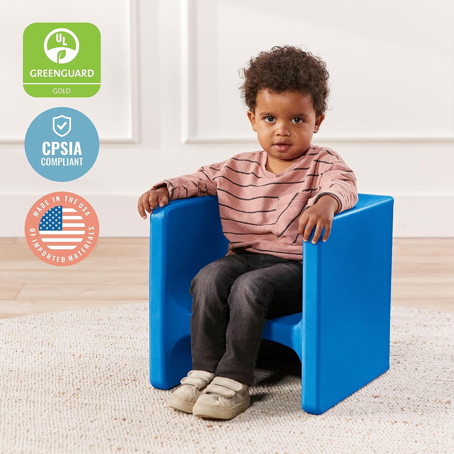 ECR4Kids Tri-Me 3-in-1 Cube Chair, Kids Furniture, Blue, 4-Piece : Home & Kitchen