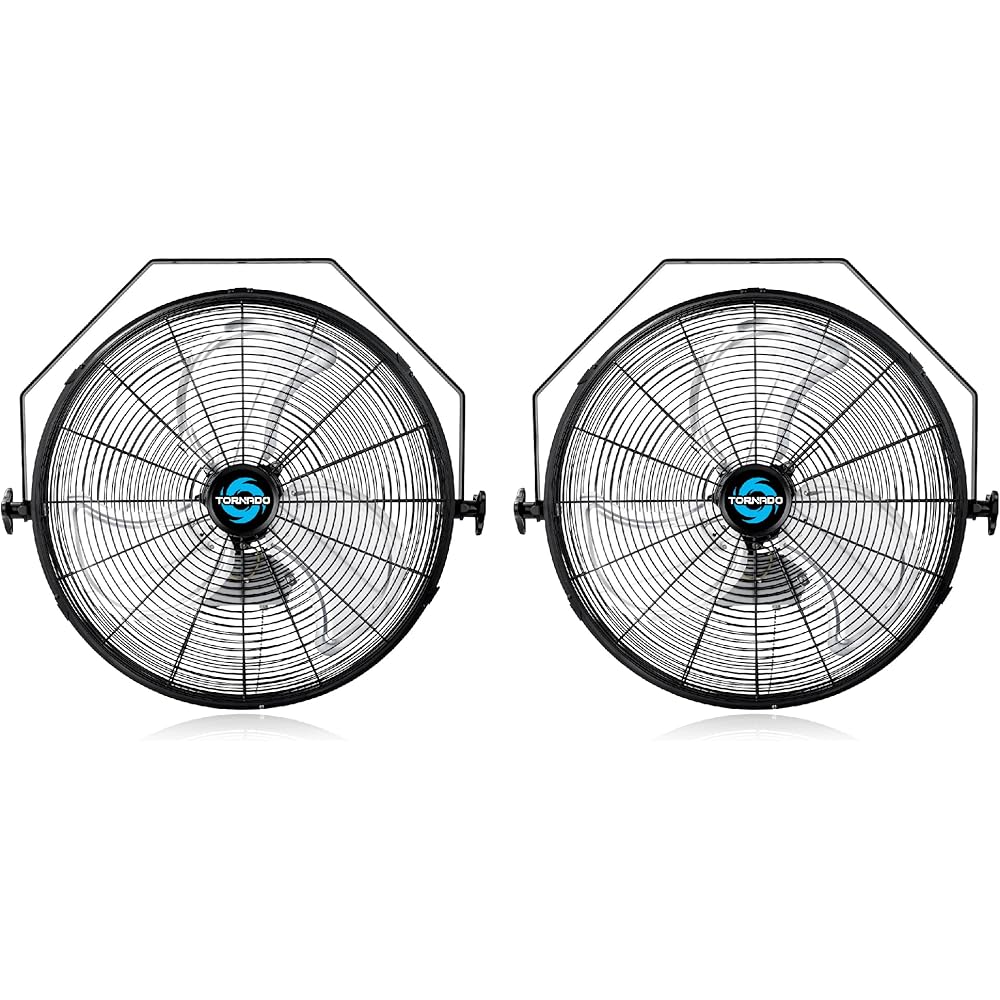 Tornado 2 Pack 18 Inch High Velocity Industrial Wall Fan with TEAO Enclosure Motor - 4000 CFM - 3 Speed - 6.5 FT Cord - Industrial, Commercial, Residential Use - UL Safety Listed : Home & Kitchen