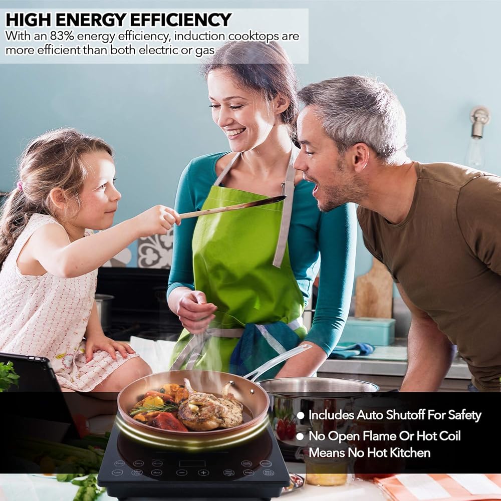 Nuwave Pro Chef Induction Cooktop, NSF-Certified, Commercial-Grade, Portable, Powerful 1800W, Large 8” Heating Coil, 94 Temp Settings 100°F - 575°F in 5°F, Shatter-Proof Ceramic Glass Surface : Appliances