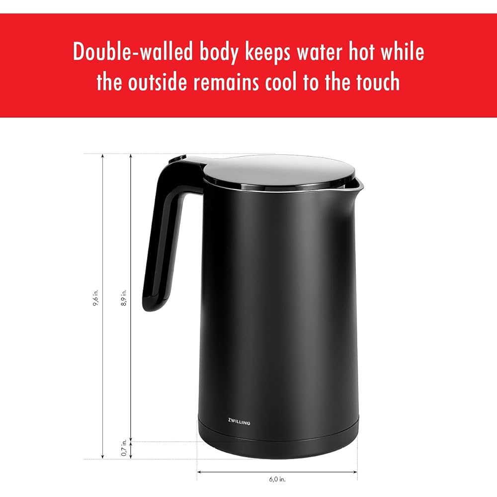 ZWILLING Enfinigy Cool Touch 1.5-Liter Electric Kettle, Cordless Tea Kettle & Hot Water, Black: Home & Kitchen