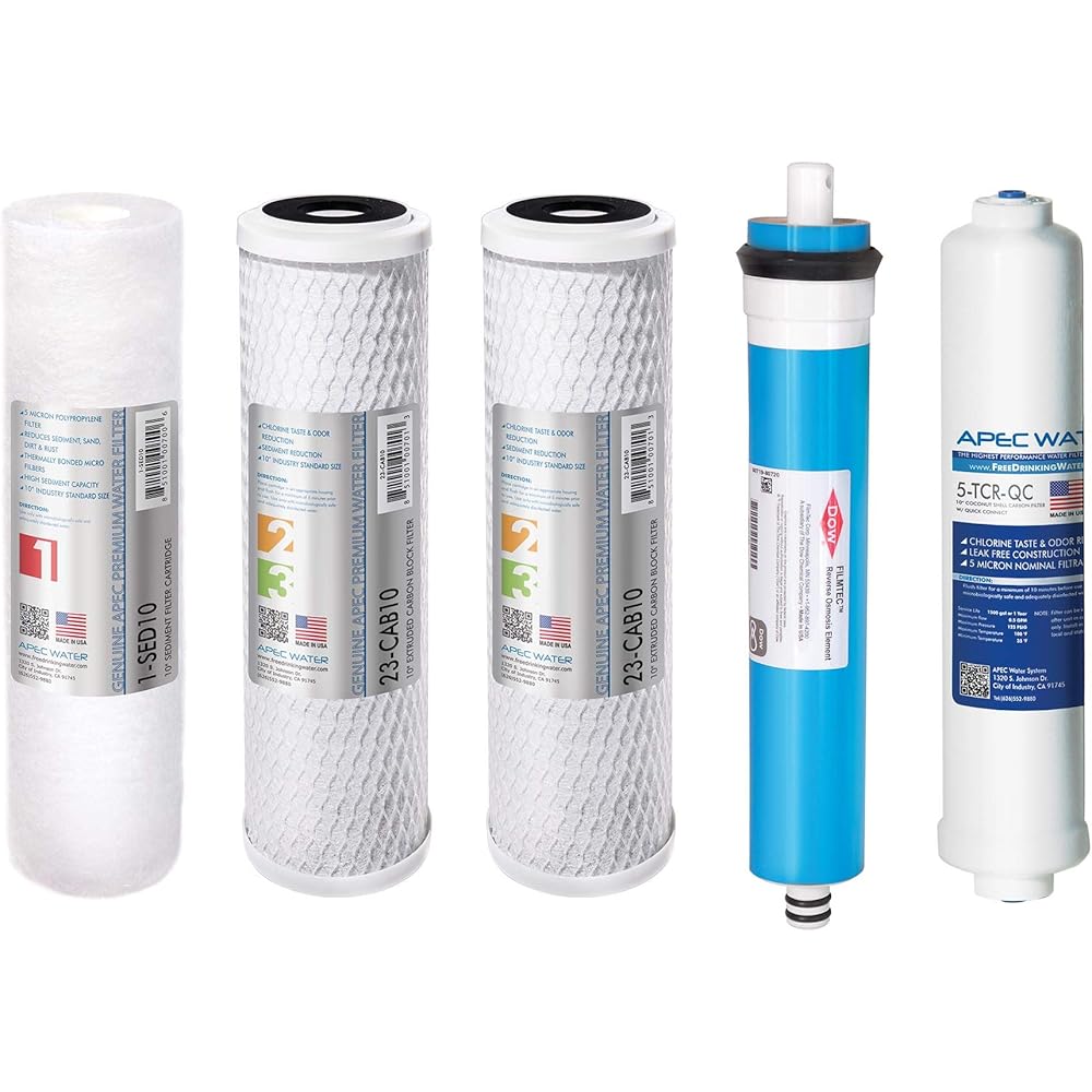 APEC FILTER-MAX90 US Made 90 GPD Complete Replacement Filter Set For ULTIMATE Series Reverse Osmosis Water Filter System (For Standard 1/4