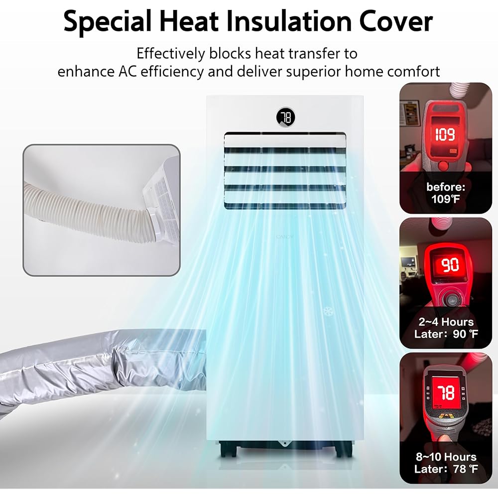 10,000 BTU Portable Air Conditioner for Rooms up to 450 Sq.Ft, 4-in-1 Cooling/Dry/Fan/Sleep Mode, Remote Control, High Low Speed, Window Kit Included, White : Home & Kitchen