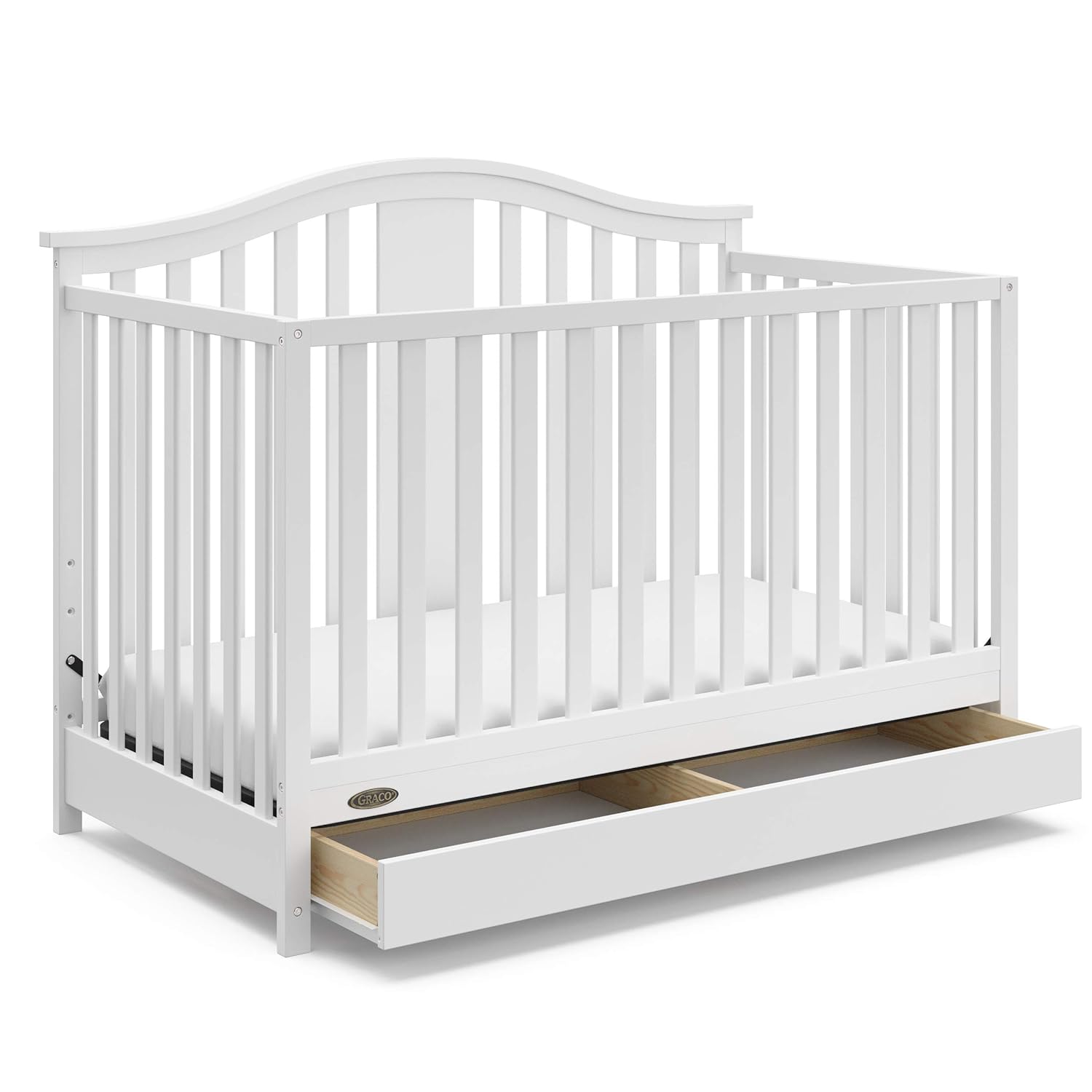 : Graco Solano 4-in-1 Convertible Crib with Drawer Combo (White) – GREENGUARD Gold Certified, Includes Full-Size Nursery Storage Drawer, Converts to Toddler Bed and Full-Size Bed : Baby