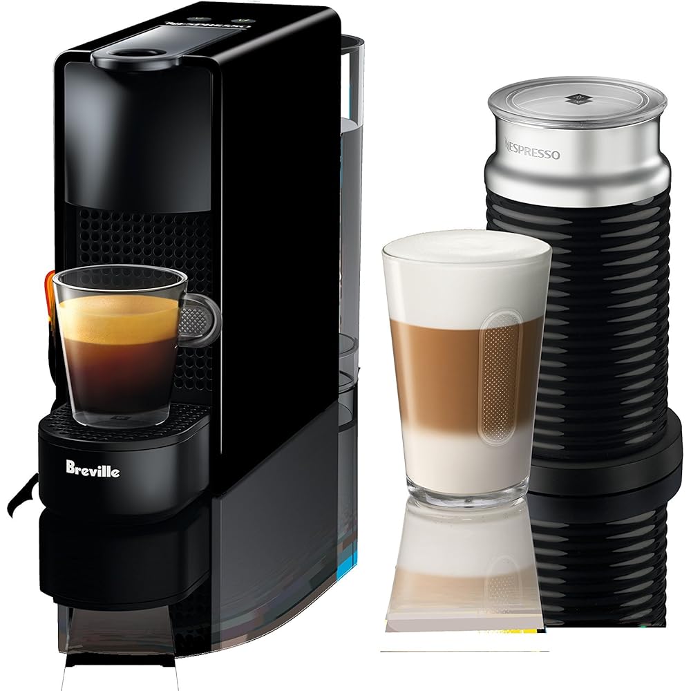 Nespresso Essenza Mini Espresso Machine by Breville with Milk Frother,20.3 fl oz, Piano Black: Home & Kitchen