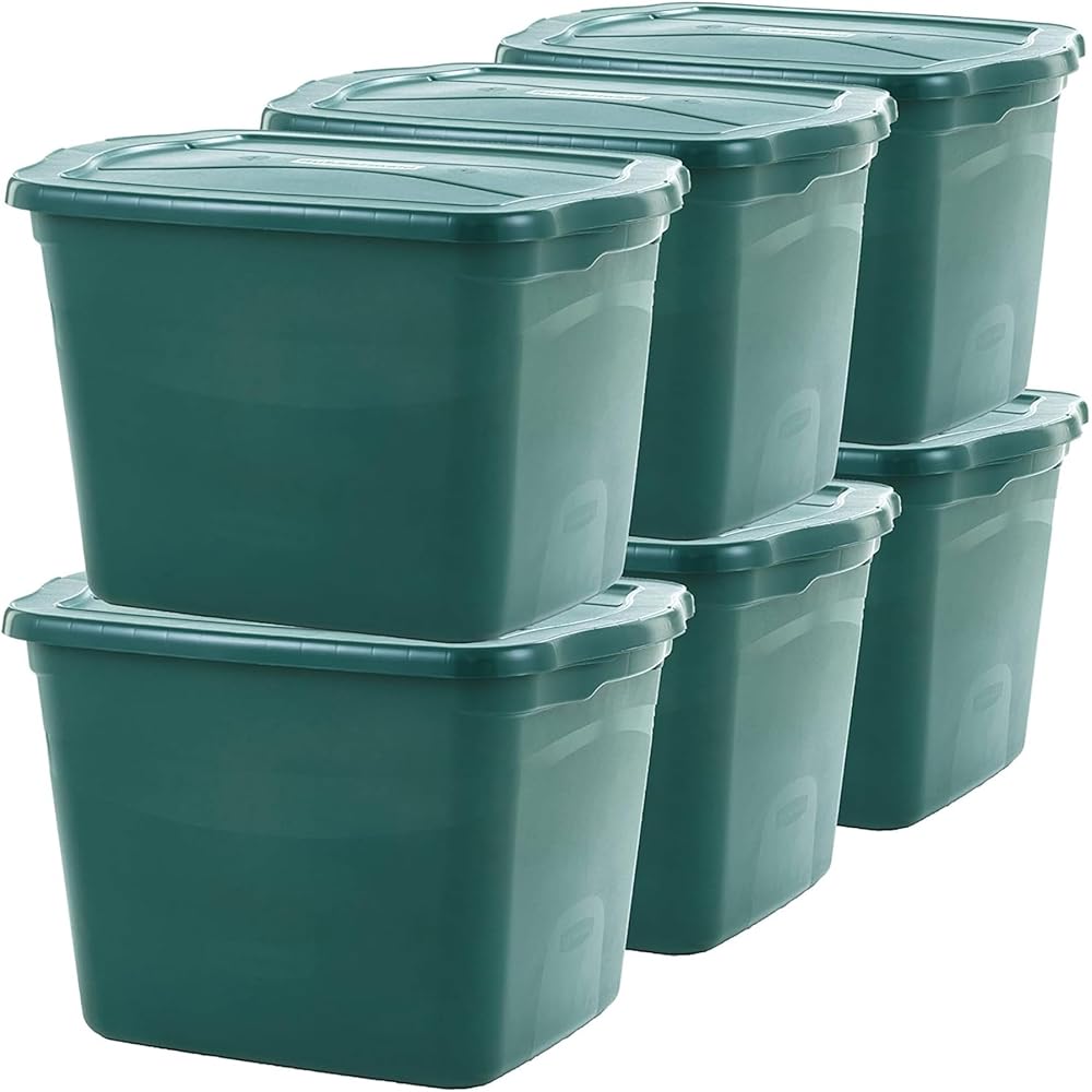 Rubbermaid ECOSense Storage Containers with Lids, 18 Gal - 6 Pack, Durable and Reusable Stackable Storage Bins for Garage or Home Organization, Made From Recycled Materials
