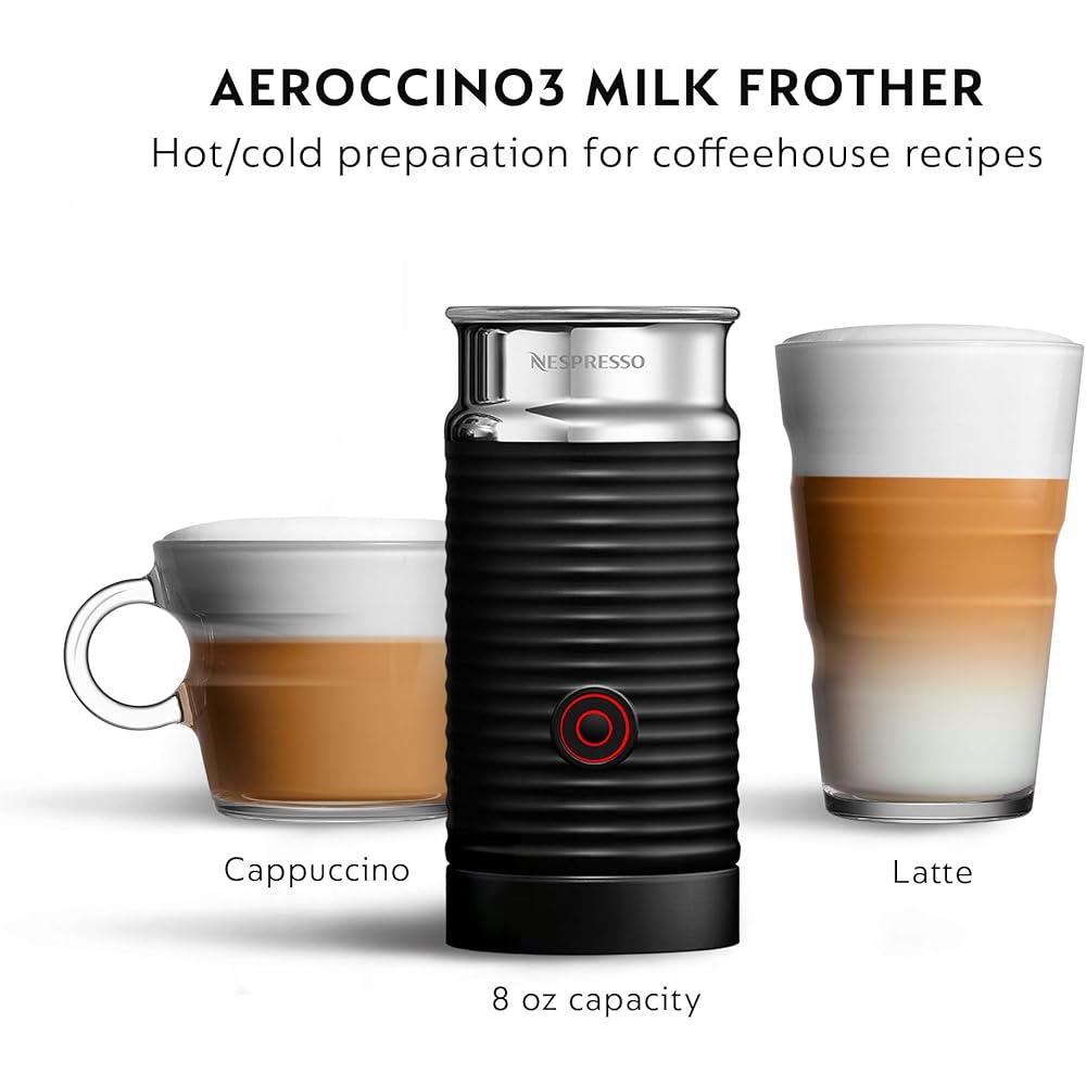 Nespresso VertuoPlus Deluxe Coffee and Espresso Machine Bundle with Aeroccino Milk Frother by De'Longhi, Black: Home & Kitchen