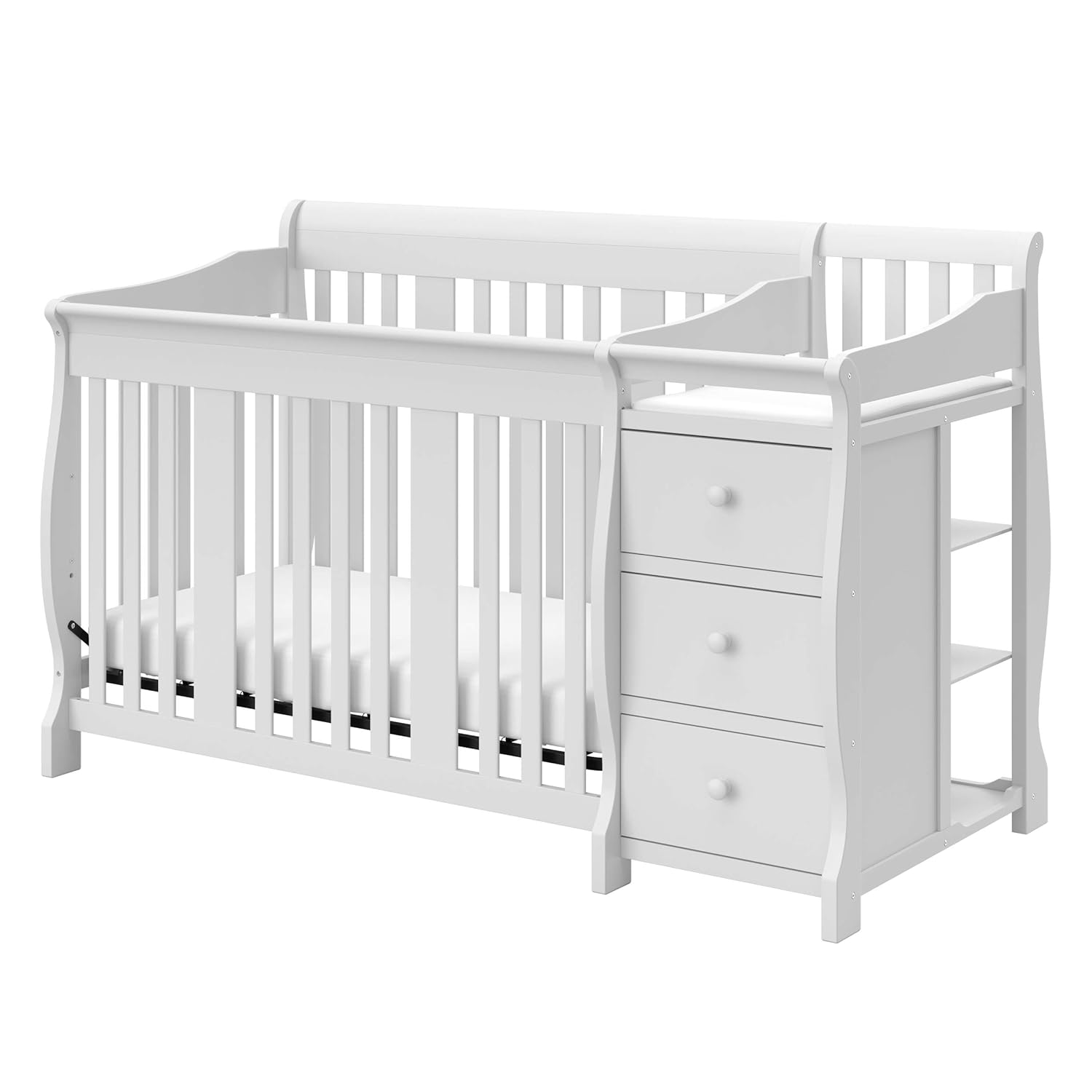 Storkcraft Portofino All-in-One Convertible Crib & Changer (White) – GREENGUARD Gold Certified, Fits Standard Crib Mattress, Converts to Toddler Bed and Full Bed, 4 Adjustable Mattress Heights : Baby