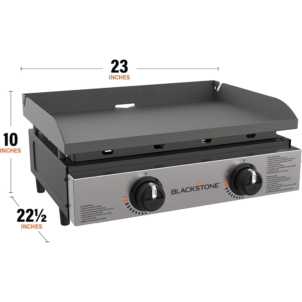 Blackstone 1666 22” Tabletop Griddle with Stainless Steel Faceplate, Powder Coated Steel, Black