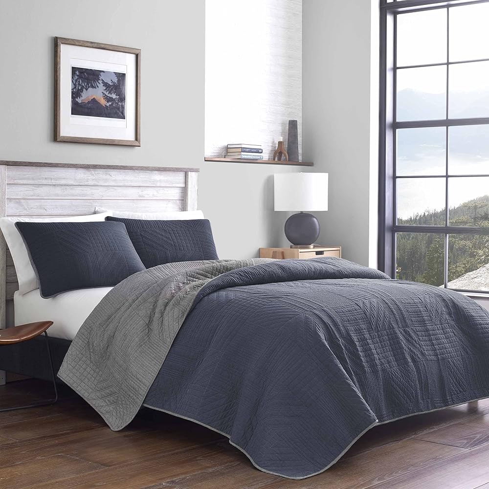 Eddie Bauer - Full/Queen Quilt Set, Reversible Bedding with Matching Shams, Lightweight Home Decor for All Seasons (Hidden Lake Blue, Full/Queen)