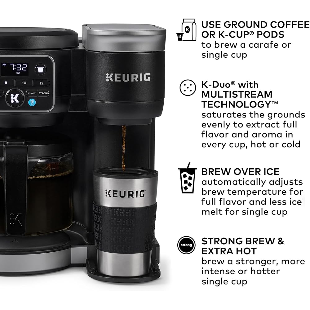 Keurig K-Duo Hot & Iced Single Serve & Carafe Coffee Maker, MultiStream Technology, 72oz Reservoir (Gen 2): Home & Kitchen