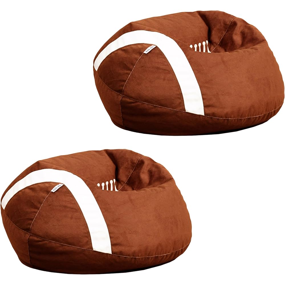 Big Joe Sports Ball Child-Sized Bean Bag Chair 2 Pack, Football Plush, Soft Polyester, 2.5 feet