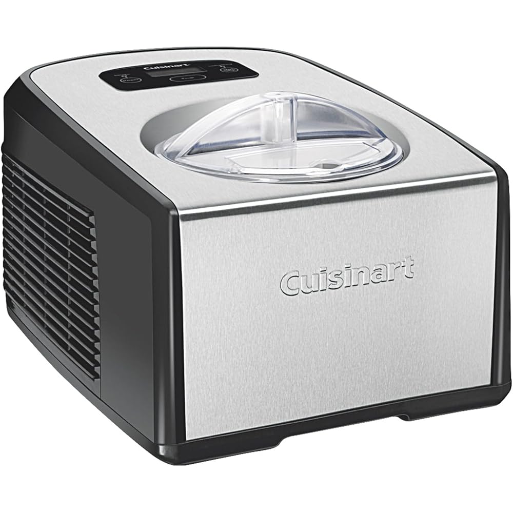 Cuisinart ICE-100 1.5-Quart Ice Cream and Gelato Maker, Fully Automatic with a Commercial Quality Compressor and 2-Paddles, 10-Minute Keep Cool Feature, Black and Stainless Steel: Home & Kitchen