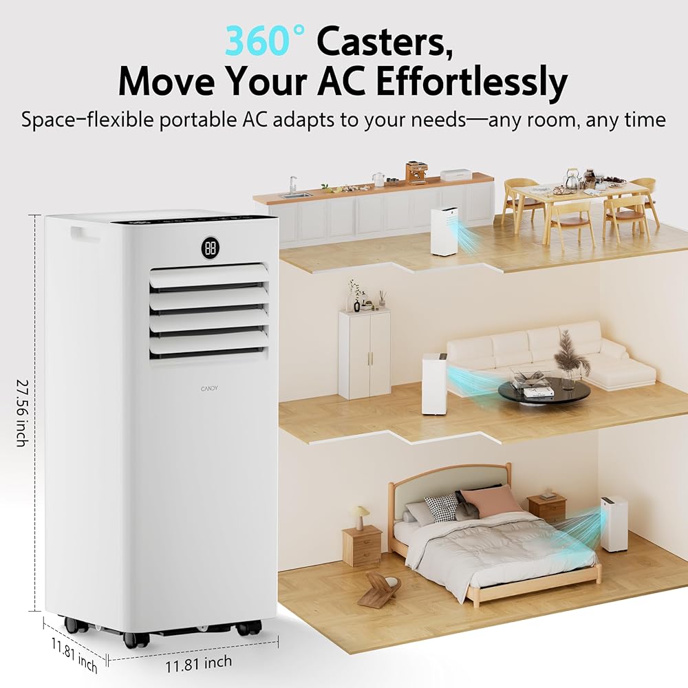 10,000 BTU Portable Air Conditioner for Rooms up to 450 Sq.Ft, 4-in-1 Cooling/Dry/Fan/Sleep Mode, Remote Control, High Low Speed, Window Kit Included, White : Home & Kitchen