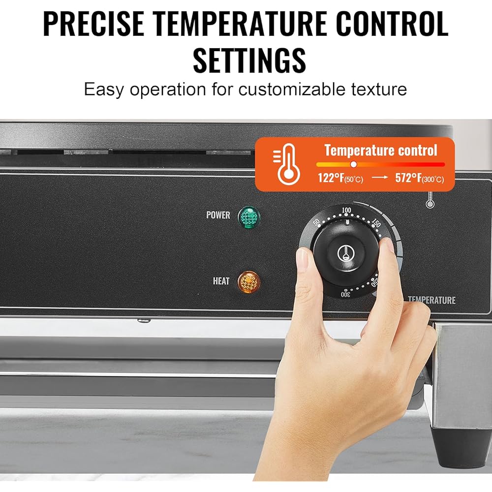 VEVOR Electric Crepe Maker, 16-Inch Commercial Crepe Machine, 1700W Flat Plate Crepe Griddle, Nonstick Stainless Steel Pancake Making Machine, Desktop Circular Cereals Pancake Stove with Temp Control: Home & Kitchen