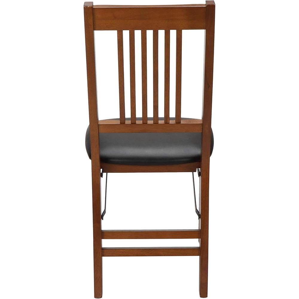 MECO Stakmore True Mission Wooden Folding Chairs with Padded Seats, Set of 2 - No Assembly Foldable Dining Chairs, Steel Folding Mechanism, Upholstered Cushion, Space-Saving, Fruitwood Frame : Home & Kitchen