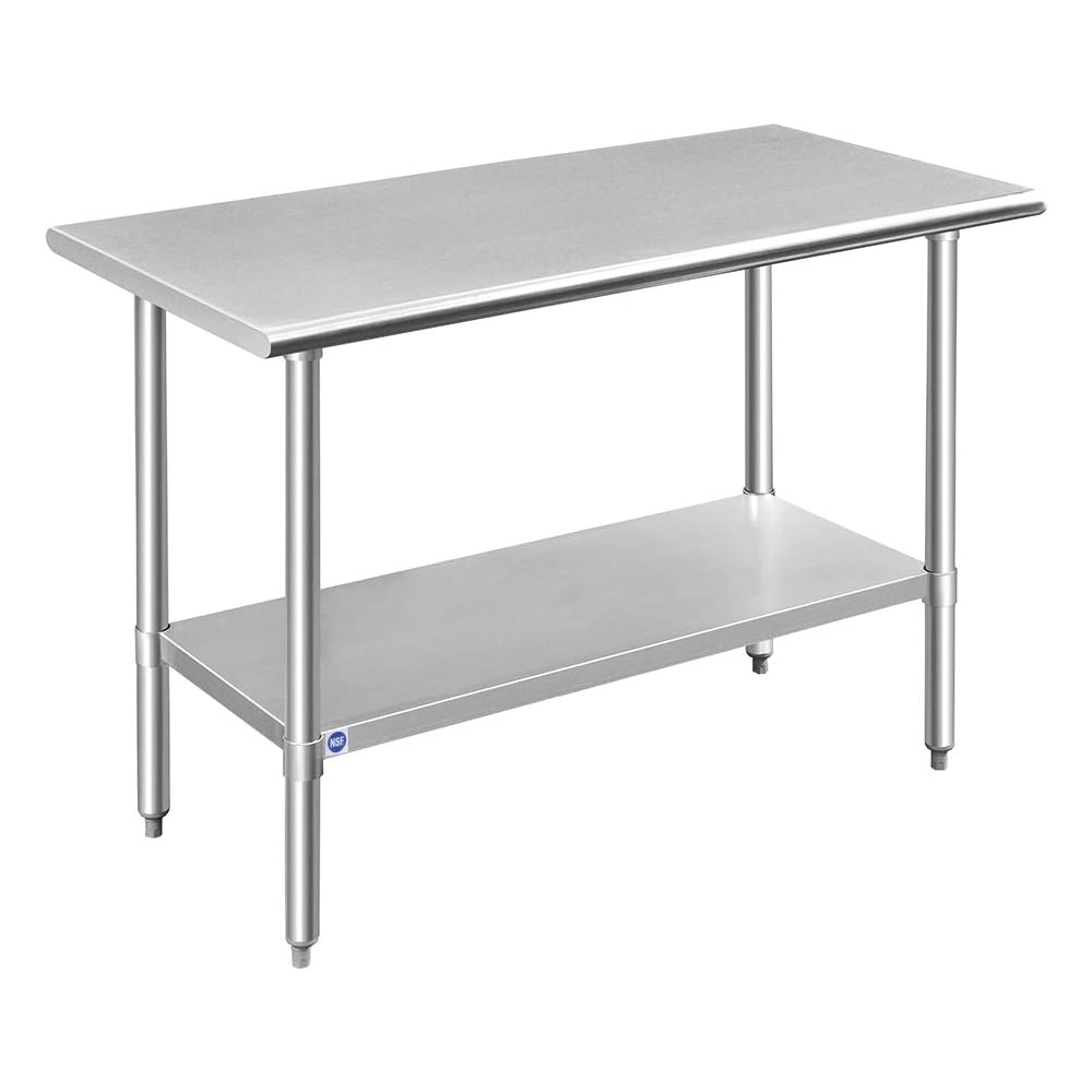 ROCKPOINT Stainless Steel Table for Prep & Work 24x48 Inches, NSF Metal Commercial Kitchen Heavy Duty Table with Adjustable Under Shelf and Table Foot for Restaurant, Home and Hotel : Industrial & Scientific