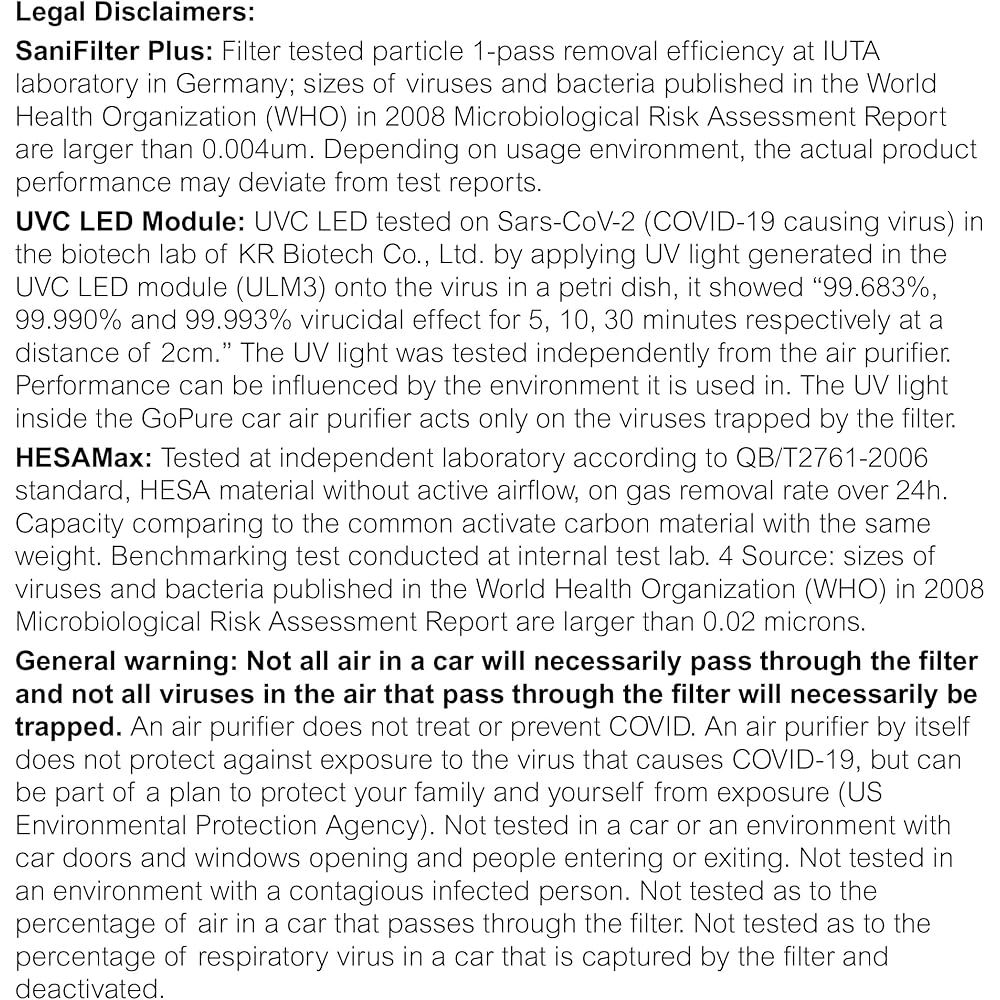 Philips GoPure GP5611 Small Portable HEPA Air Purifier with LED UVC Purification, for Car, Truck, RV/Camper, Reducing Allergens, Bad Smells, Smoke, Pet Odors, Bacteria, Viruses,Black : Home & Kitchen