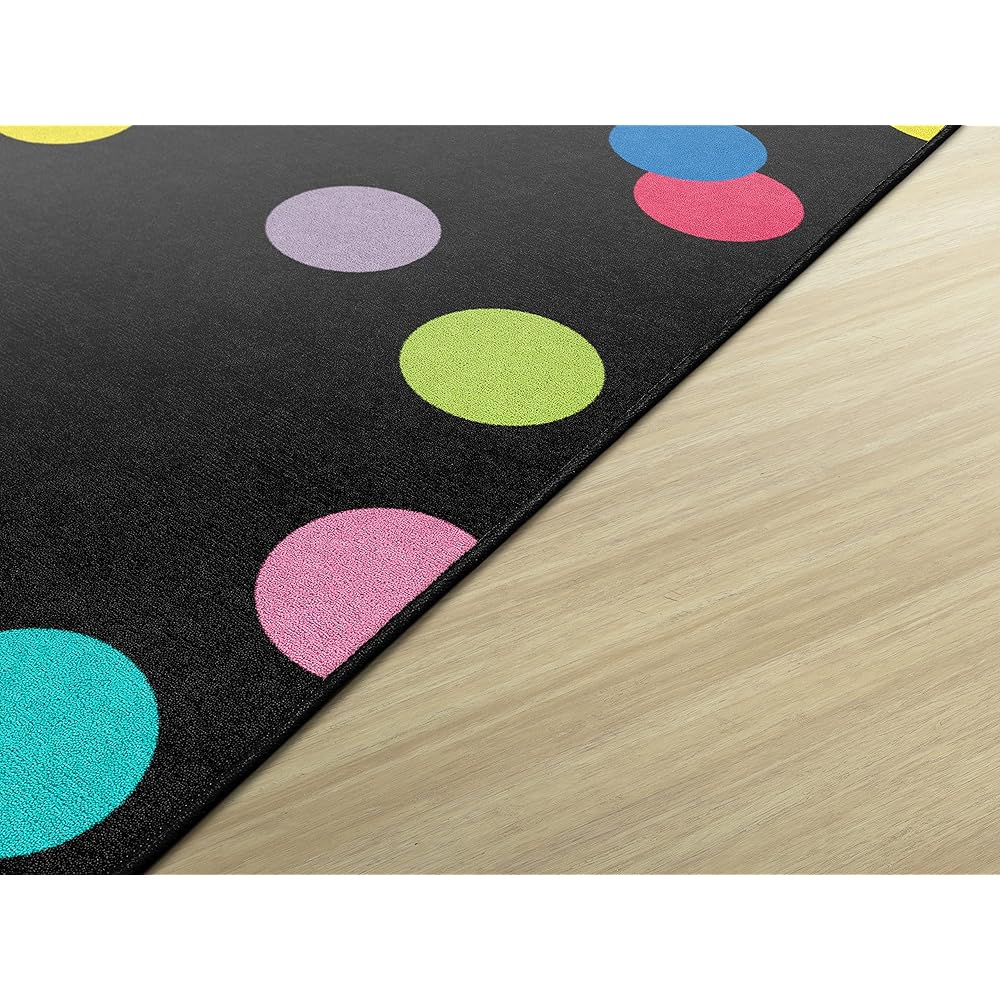 Flagship Carpets Schoolgirl Style Just Teach Rainbow Polka Dots Classroom Area Rug for Indoor Classroom Learning or Kid Bedroom Educational Play Mat, 7'6