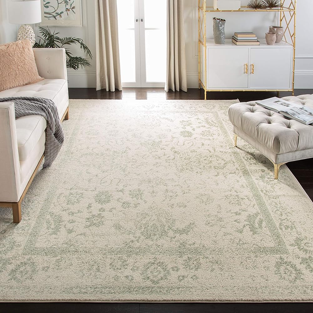 SAFAVIEH Adirondack Collection Area Rug - 9' x 12', Ivory & Sage, Oriental Distressed Design, Non-Shedding & Easy Care, Ideal for High Traffic Areas in Living Room, Bedroom (ADR109V) : Home & Kitchen