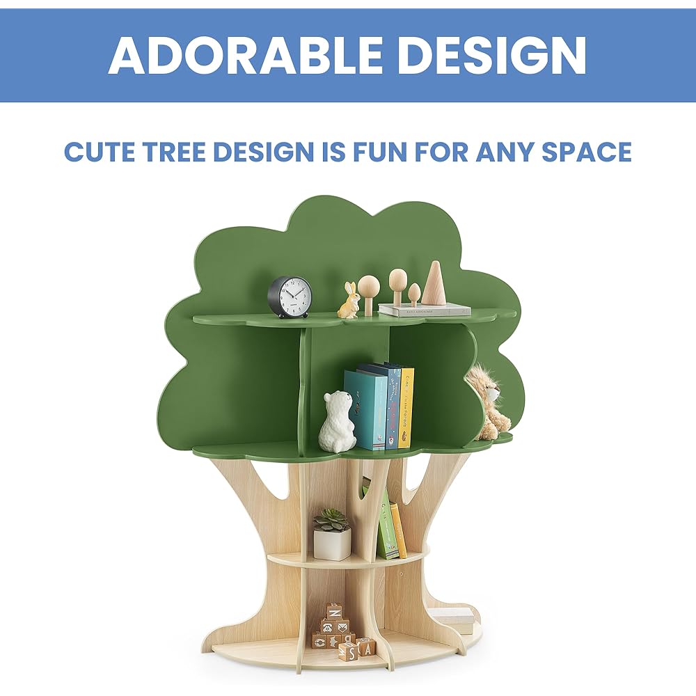 Delta Children Tree Bookcase - Greenguard Gold Certified, Fern Green/Crafted Natural : Home & Kitchen