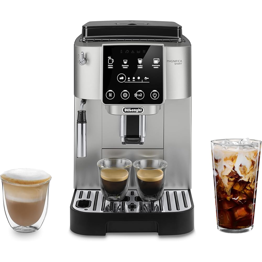 De'Longhi Magnifica Start Automatic Espresso Machine with Manual Milk Frother & Built in Grinder - 3 One-Touch Recipes, Easy-to-Clean, Home Barista Coffee Maker for Lattes, Cappuccino, Iced Coffee: Home & Kitchen