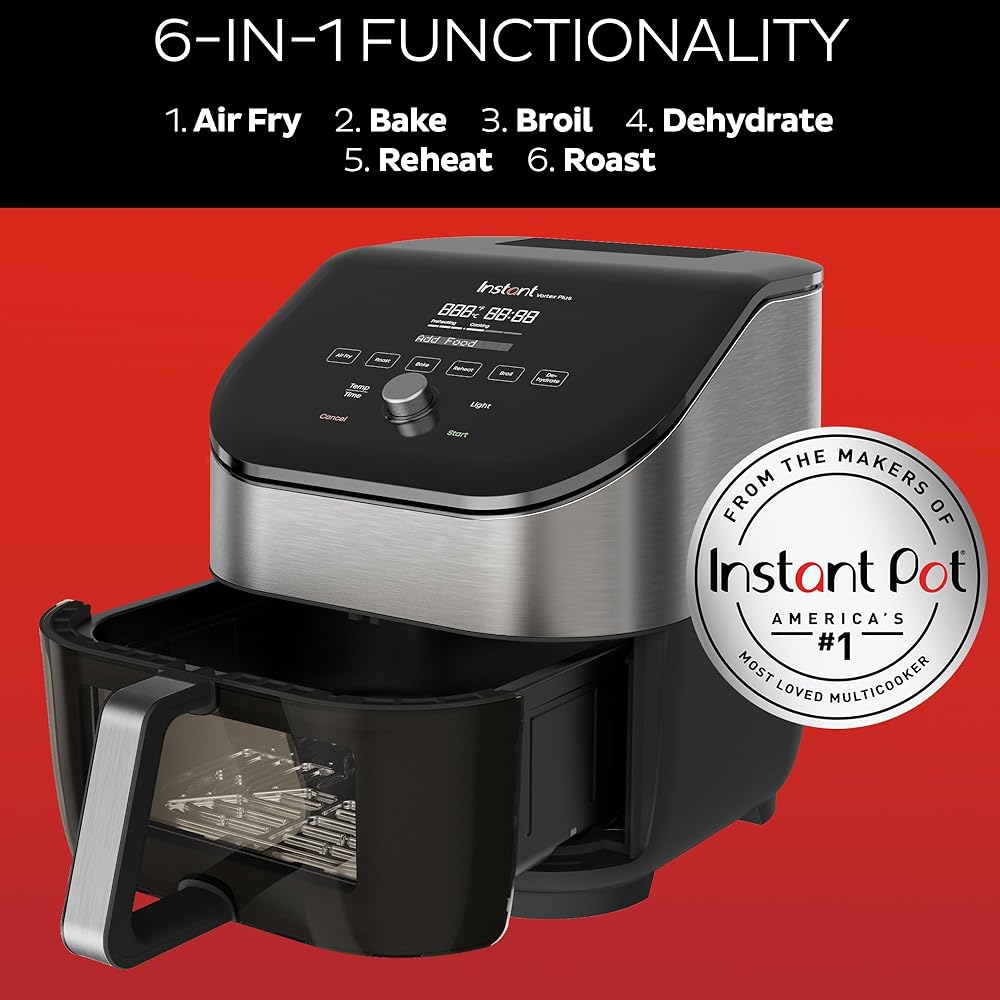 Instant Pot Vortex Plus 6QT Air Fryer with Odor Erase Technology,6-in-1 Functions that Crisps,Roasts, Broils,Dehydrates, Bakes & Reheats, 100+In-App Recipes, from the Makers of Instant Pot,1700W,Black : Home & Kitchen