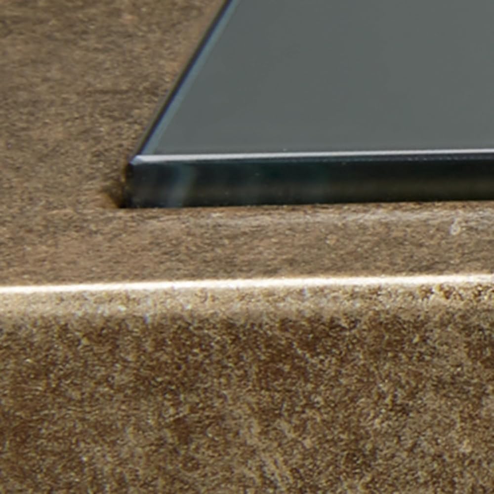 Signature Design by Ashley Cloverty Industrial Mirror-Tabletop End Table with Round Legs and Glass Shelf, Metallic : Home & Kitchen